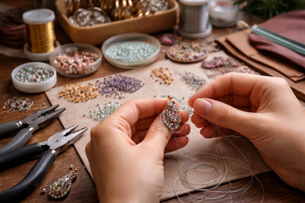 apprenez à fabriquer des bijoux fantaisie uniques en utilisant des perles miyuki et la technique du wire wrapping pour des créations originales et personnalisées.